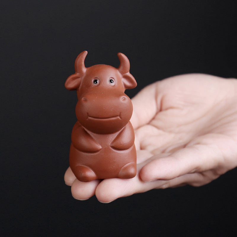 Chinese Zodiac Purple Clay Wealth Ceramic Tea Pet Home Figurine Decoration