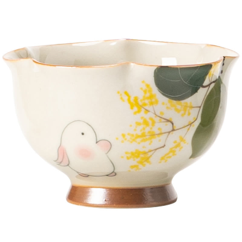 Hand Painted Small Osmanthus Rabbit Ceramic Teacup Kung Fu Tea Cup 40ml