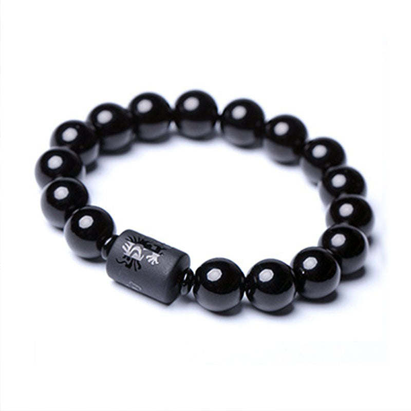 Soul Cleansing Black Obsidian Phoenix Dragon Bracelet