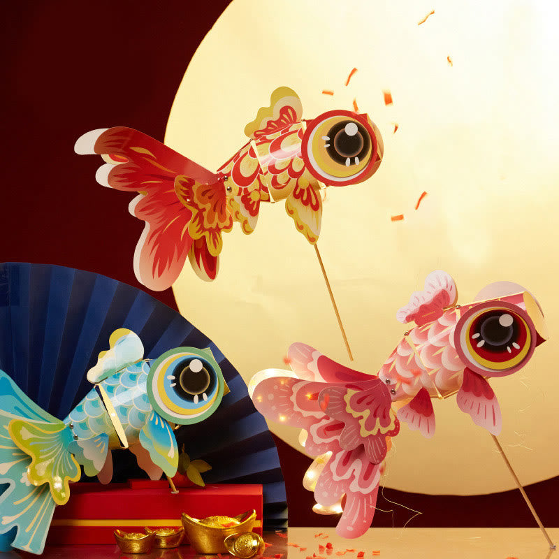 DIY Fortune Luck Koi Fish Paper Lantern Lamp Mid-Autumn Festival Child Kids Lantern Decoration