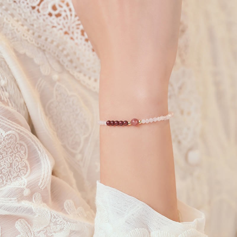 2mm Rose Quartz Garnet Strawberry Quartz Ultra-Thin Beads Healing Energy Bracelet