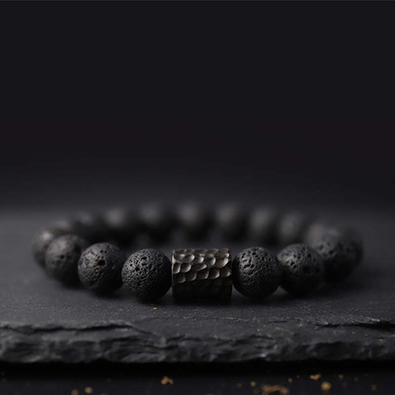 Lava Rock Ebony Wood Tiger Eye Support Healing Bracelet