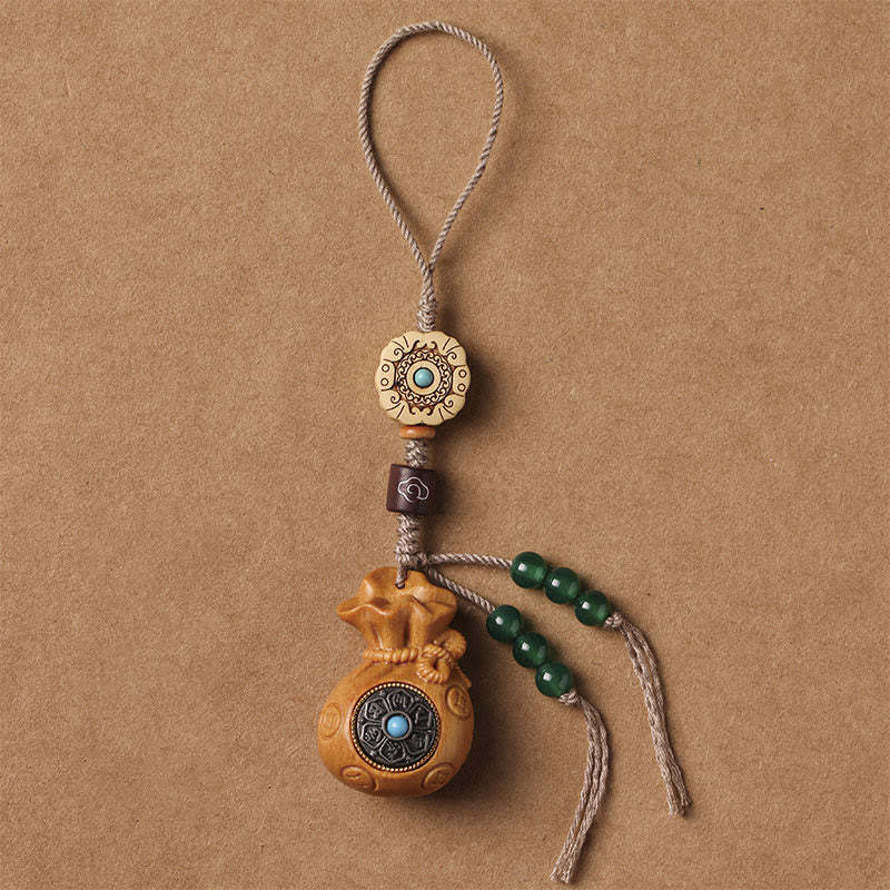 Sandalwood Small Leaf Red Sandalwood Green Sandalwood Om Mani Padme Hum Calm Key Chain Phone Hanging Decoration