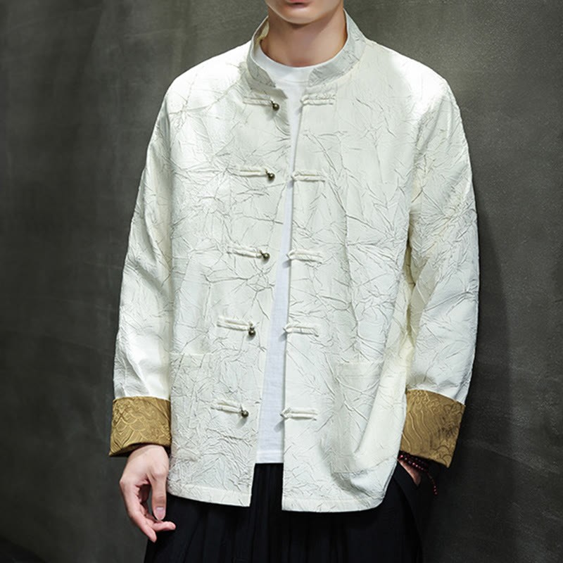 Tang Suit Casual Frog-button Long Sleeve Nylon Men's Jacket Shirt Clothing