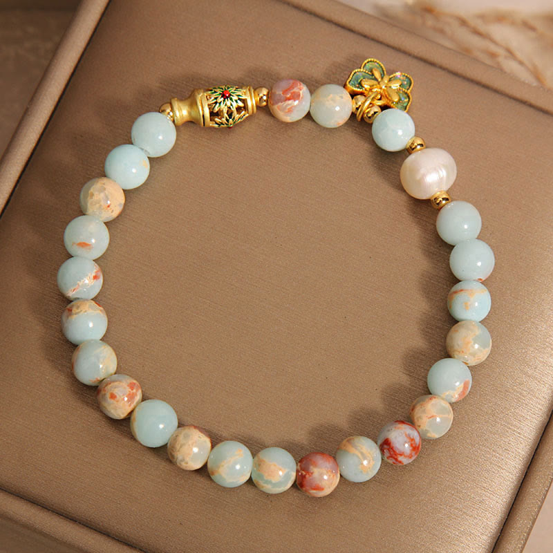 Shoushan Stone Pearl Butterfly Wealth Bracelet