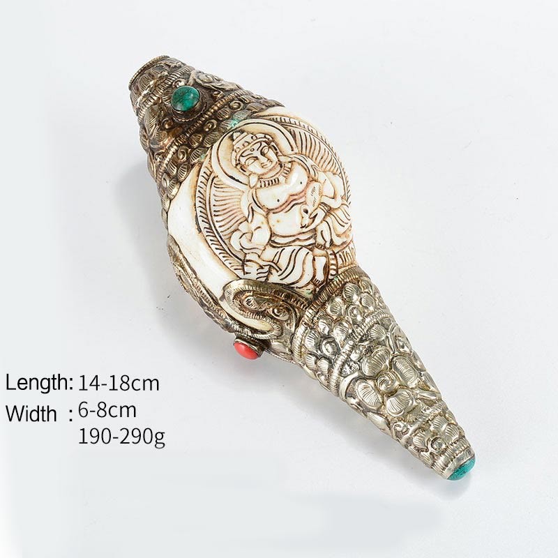 Tibetan Handmade Engraved Shankha mystic zen Conch Shell Wealth Positive Decoration