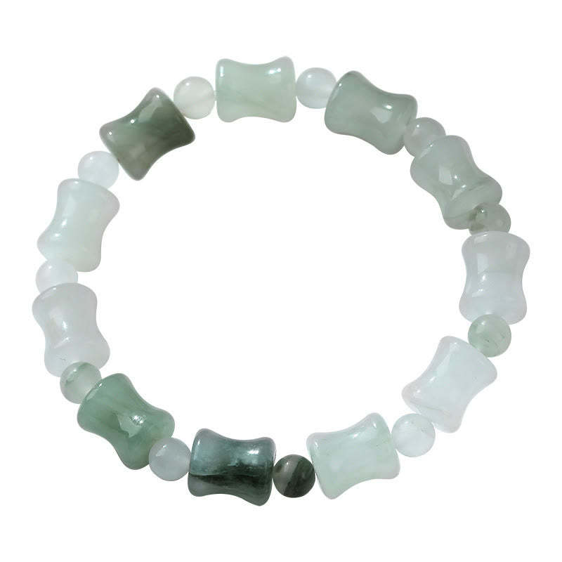 Jade Coconut Shell Bamboo Pattern Abundance Luck Bracelet