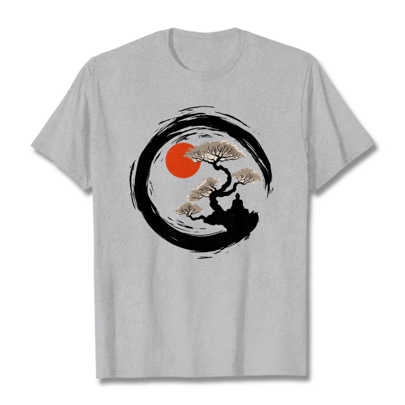 Red Sun Pine Zen Circle Meditation mystic zen Tee T-shirt