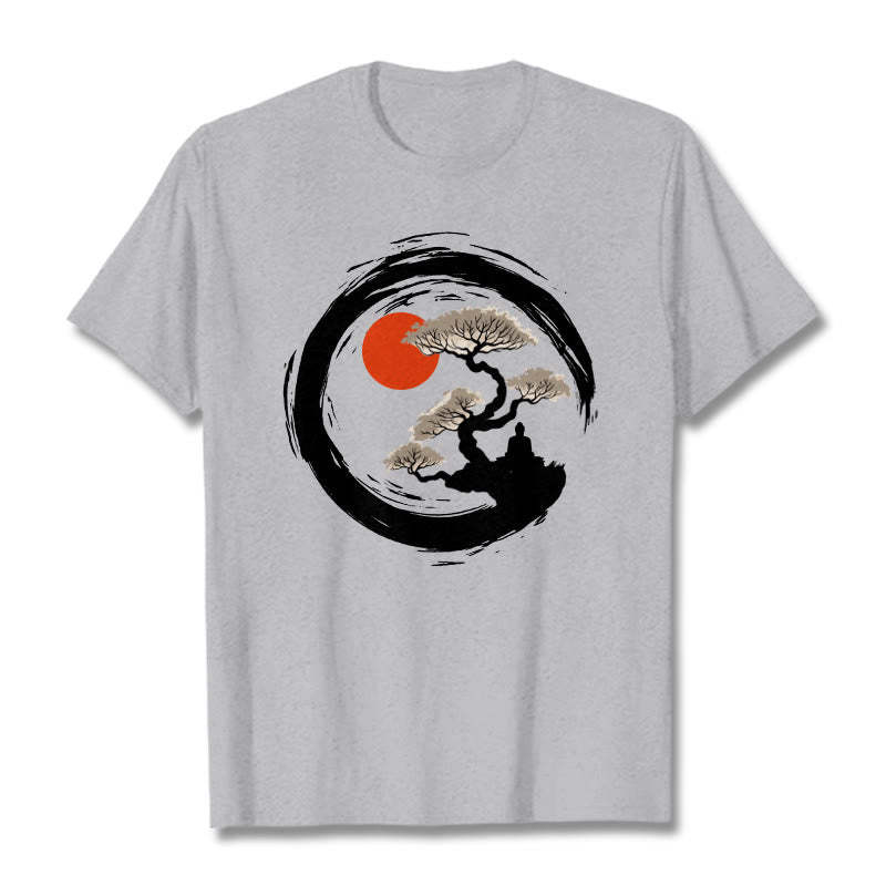 Red Sun Pine Zen Circle Meditation mystic zen Tee T-shirt