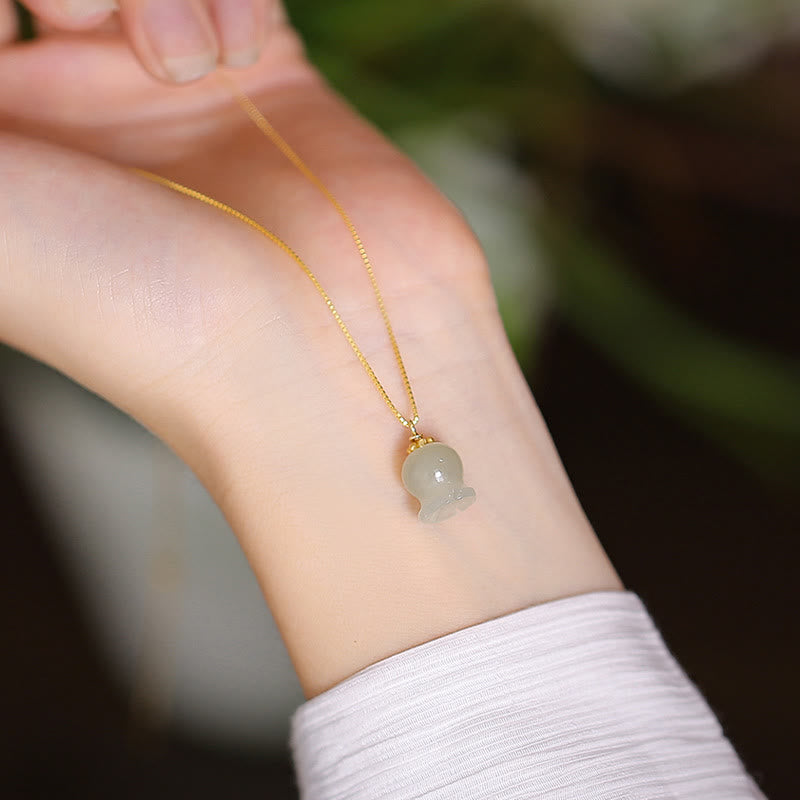 925 Sterling Silver Natural Hetian Jade Cyan Jade Luck Laughing mystic zen Butterfly Necklace Pendant