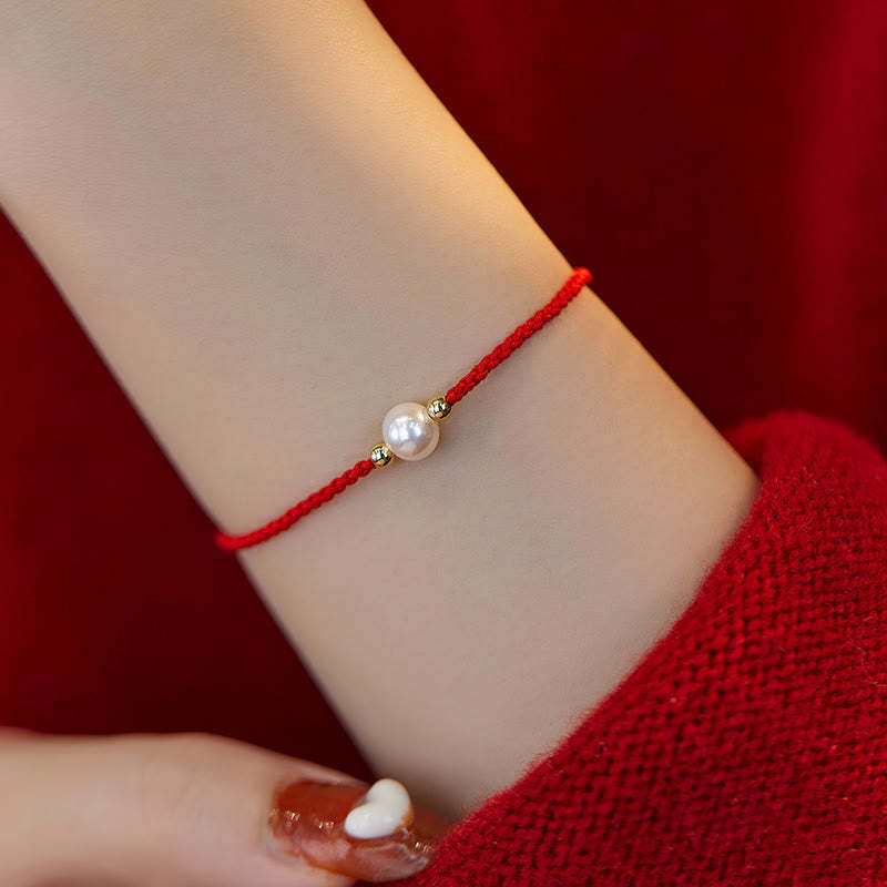 Natural Pearl Bead Luck Braid String Bracelet