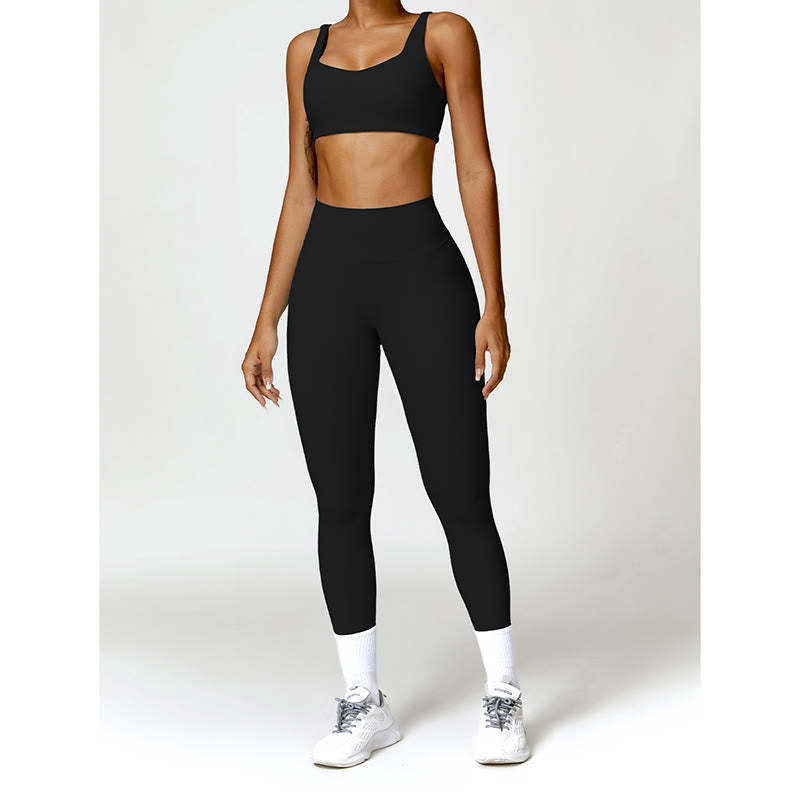 Gym Sports Yoga Backless Bra Crop Tank Top Shorts
