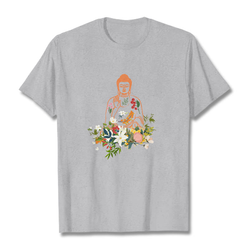 Meditating mystic zen Blooming Flowers Pattern Tee T-shirt