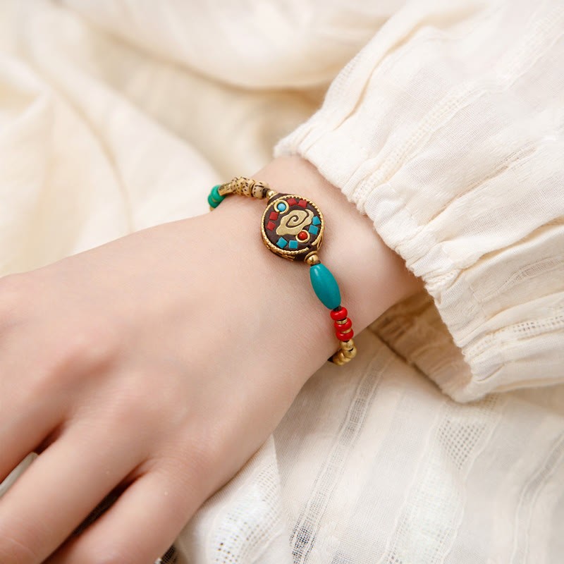 Tibetan Turquoise Om Mani Padme Hum Protection Strength Bracelet