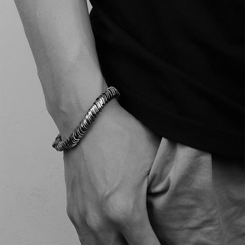 925 Sterling Silver Vintage Twisted Design Wealth Healing Chain Bracelet