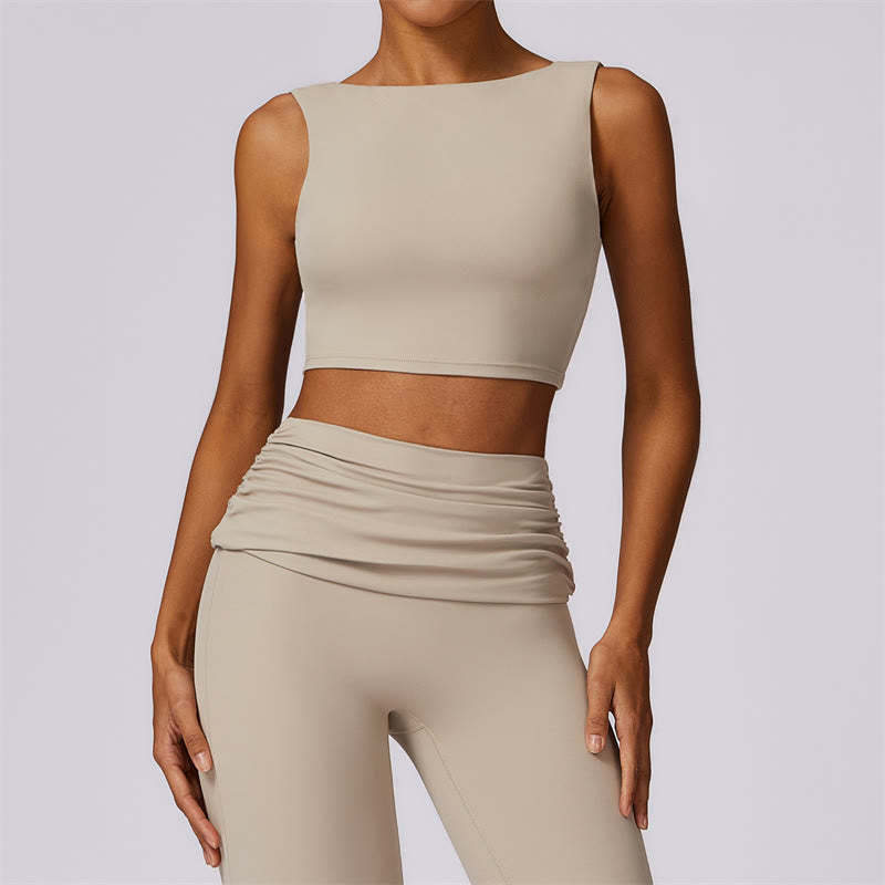 Sleeveless Backless Strap Tank Top Bra Flared Pants Sports Fitness Yoga