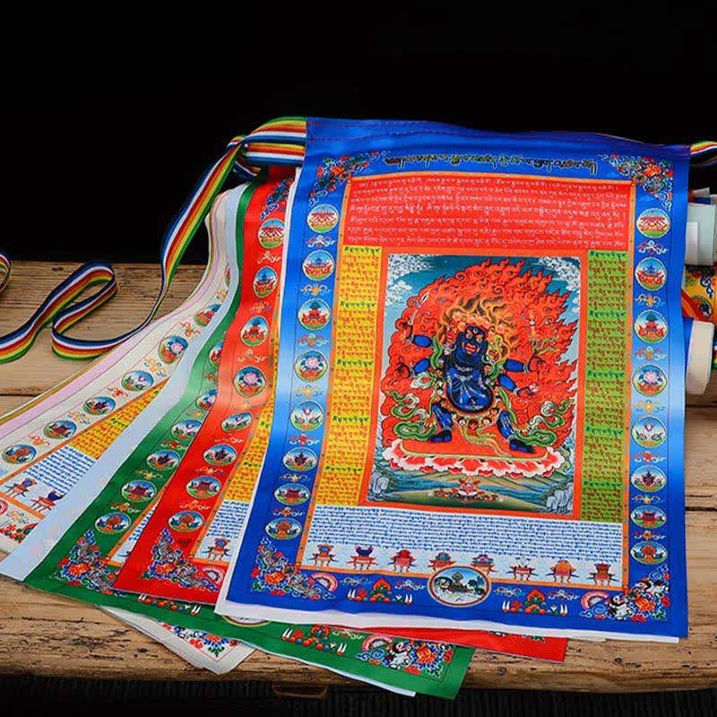 Tibetan 10 Colors Windhorse mystic zen Healing Auspicious Outdoor Prayer Flag