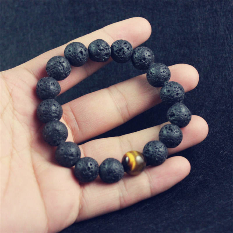 Lava Rock Tiger Eye Stone Peace Healing Bracelet