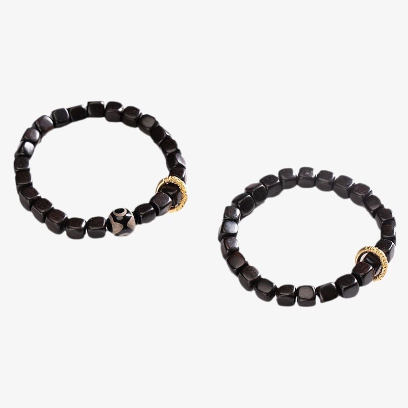 Tibetan Ebony Wood Dzi Bead Balance Calm Bracelet