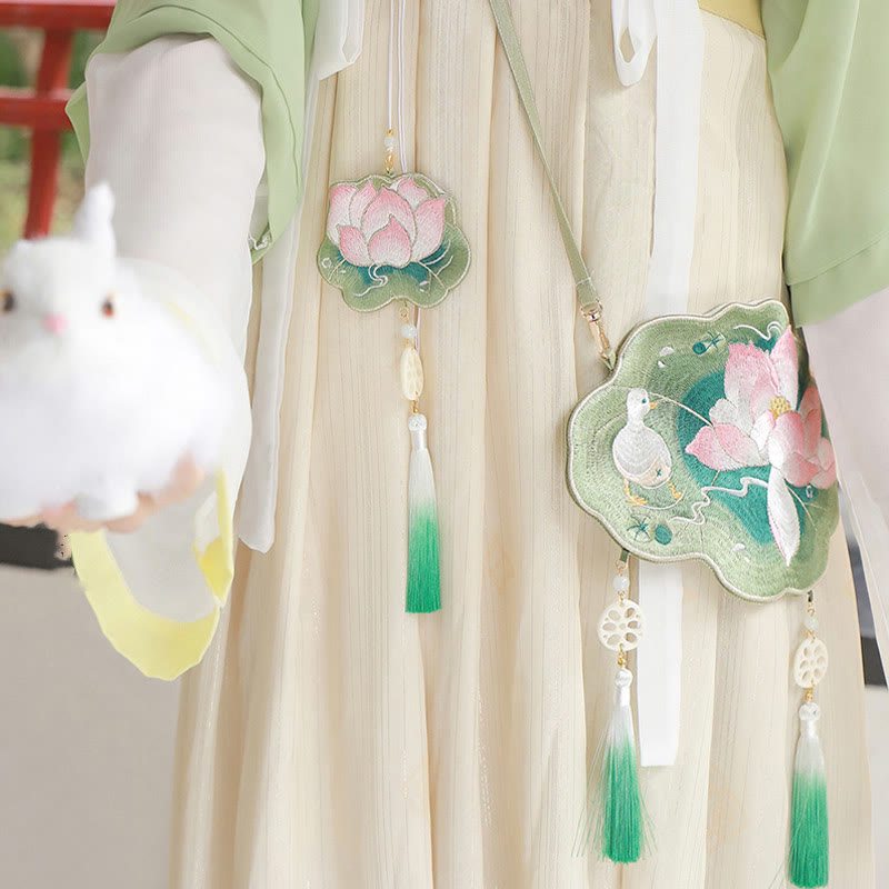 Luck Embroidery Lotus Koi Fish Rabbit Flower Hanfu Bag Crossbody Bag Shoulder Bag