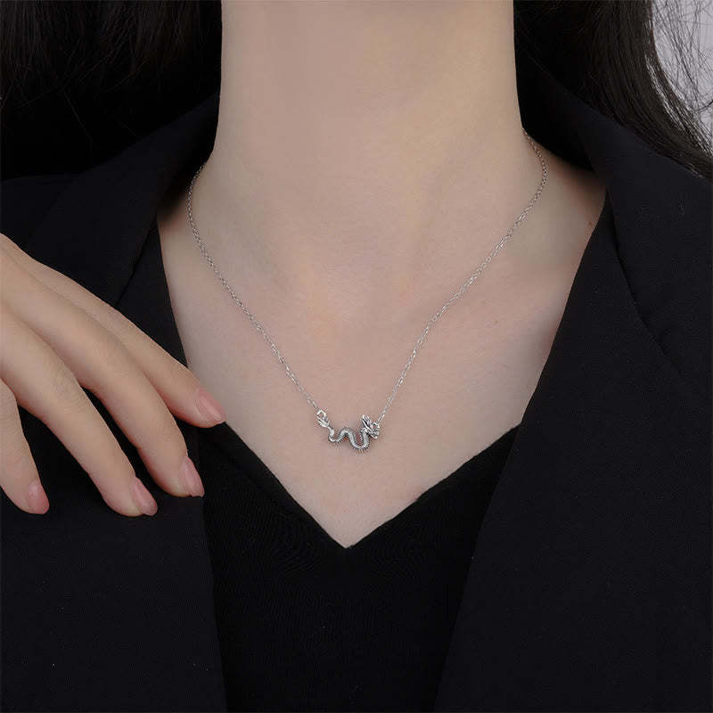 925 Sterling Silver Year Of The Dragon Auspicious Dragon Protection Chain Necklace Pendant(Extra 30% Off | USE CODE: FS30)