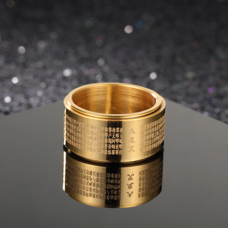 Great Compassion Mantra Carved Titanium Steel Strengthen Rotatable Ring