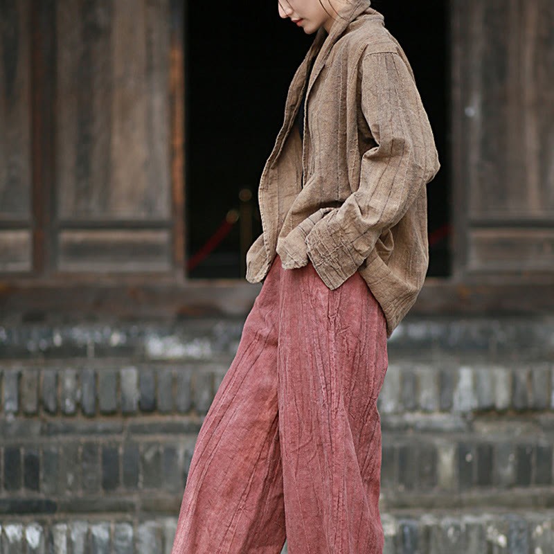 Solid Color Tie Dye Long Sleeve Zen Meditation Open Front Jacket