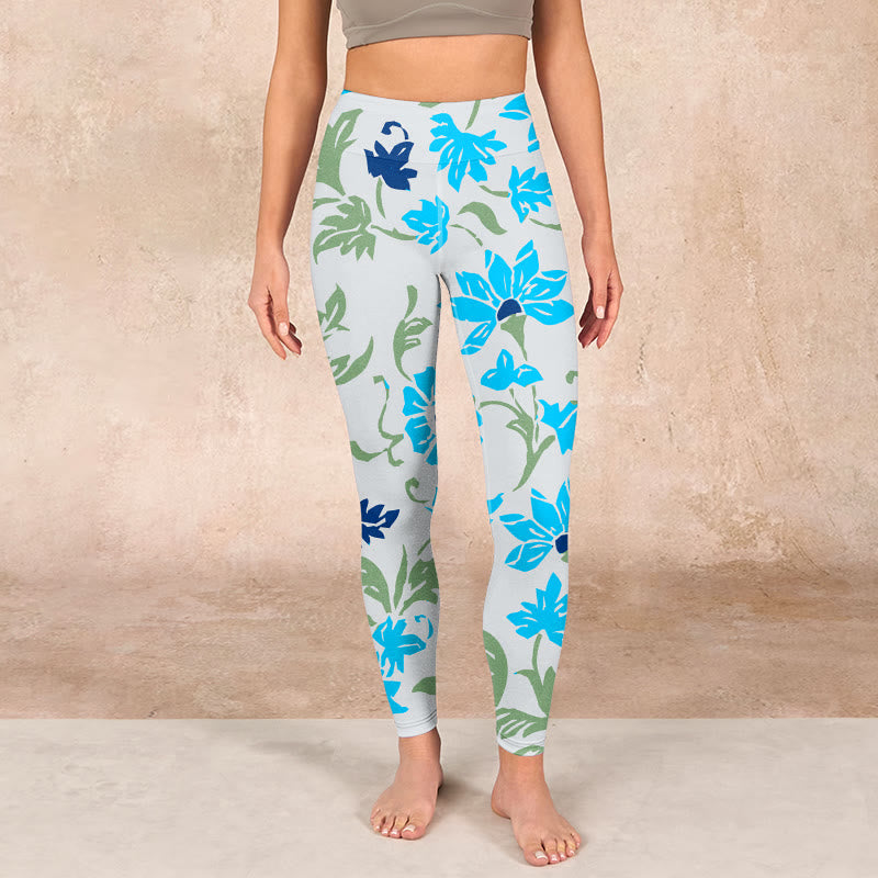 Blossom Leaves Print Gym Leggings Women's Yoga Pants