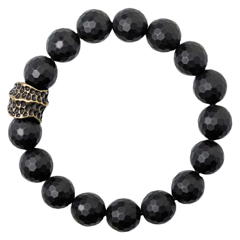 Matte Frosting Black Onyx Copper Brass Protection Bracelet