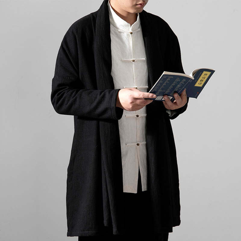 Fall Simple Cotton Fleece Lined Men's Mid-length Coat Clothing