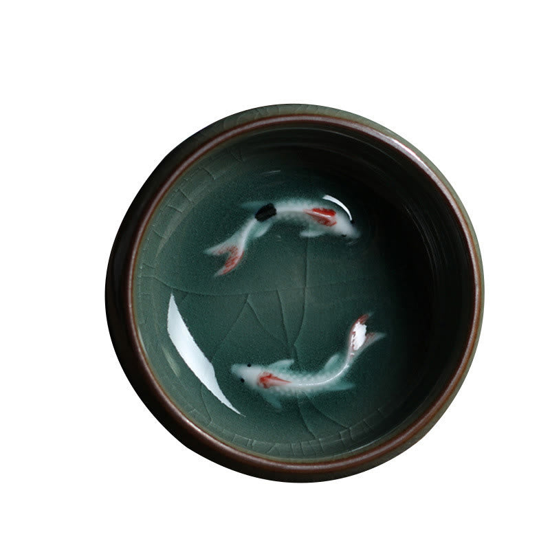 Colorful Koi Fish Ceramic Teacup Kung Fu Tea Cup Bowl