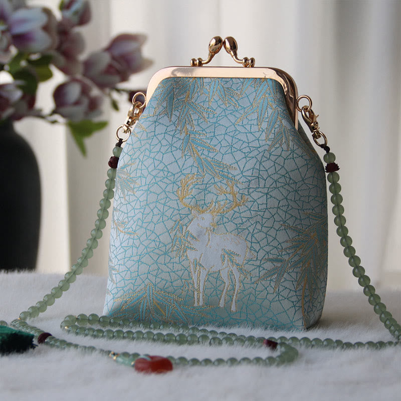 Retro Chinese Embroidery Pearl Chain Crossbody Bag Shoudler Bag