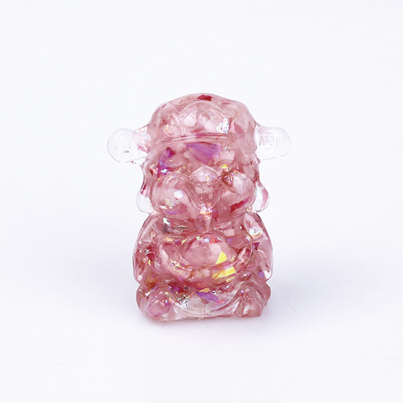God of Wealth Amethyst Crystal Resin Energy Fortune Home Decoration