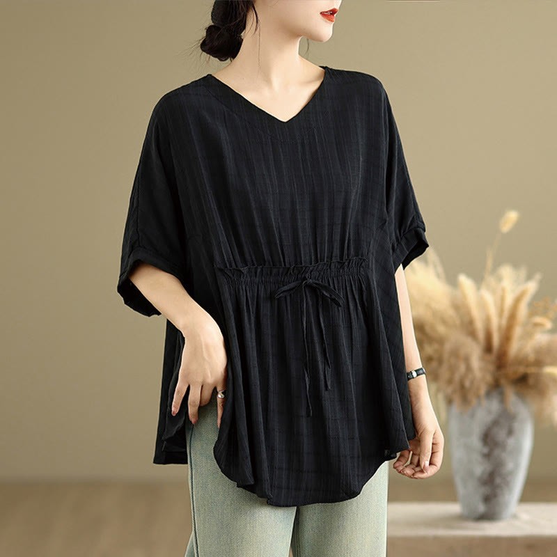 Casual Solid Color Half Sleeve Half Button Women's T-Shirt