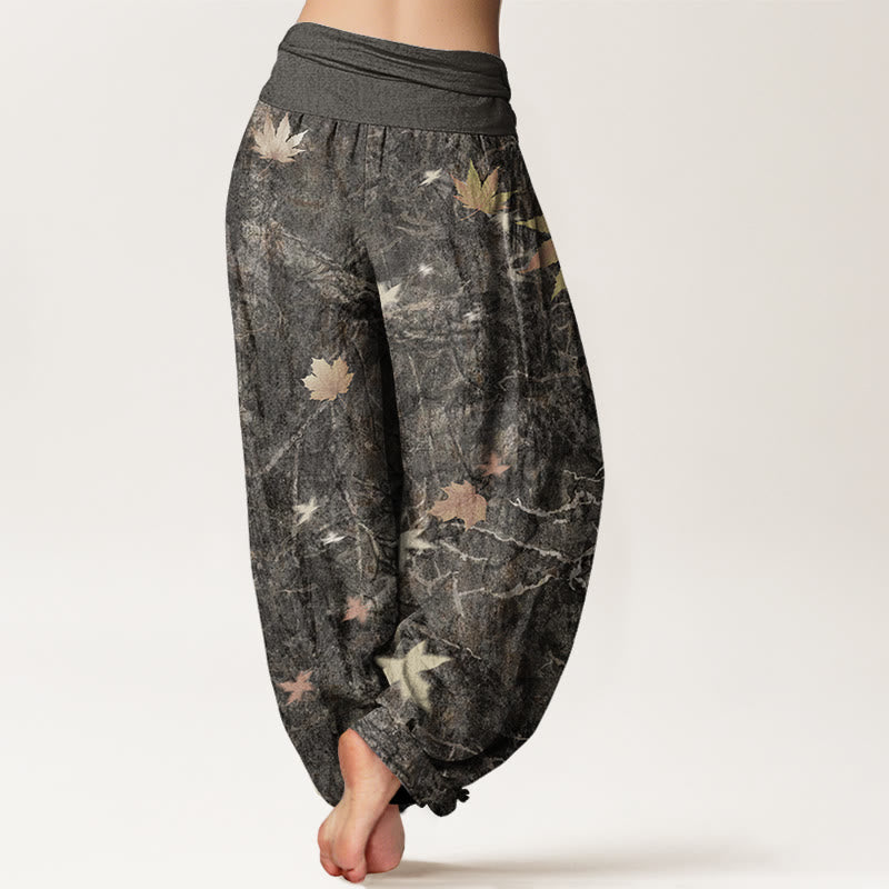 Maple Leaf Pattern Women's Elastic Waist Harem Pants