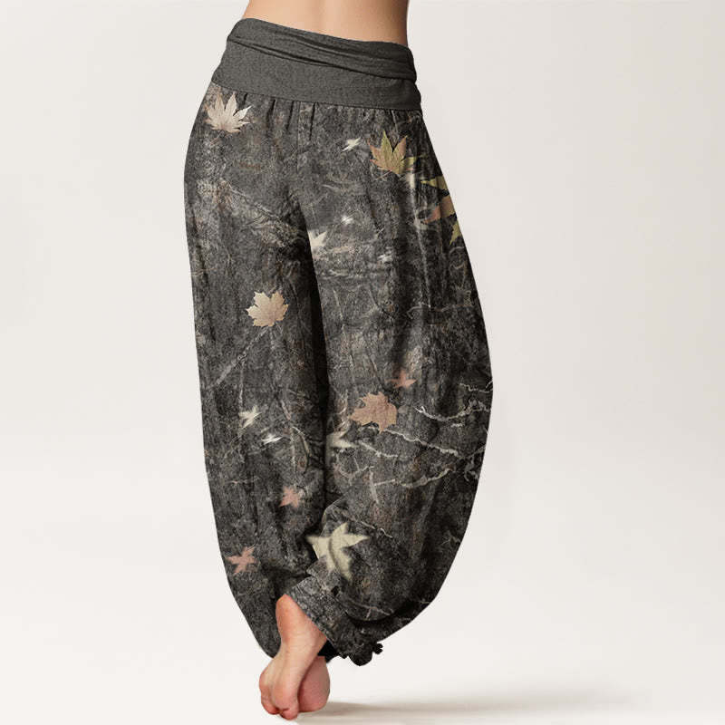 Maple Leaf Pattern Women's Elastic Waist Harem Pants