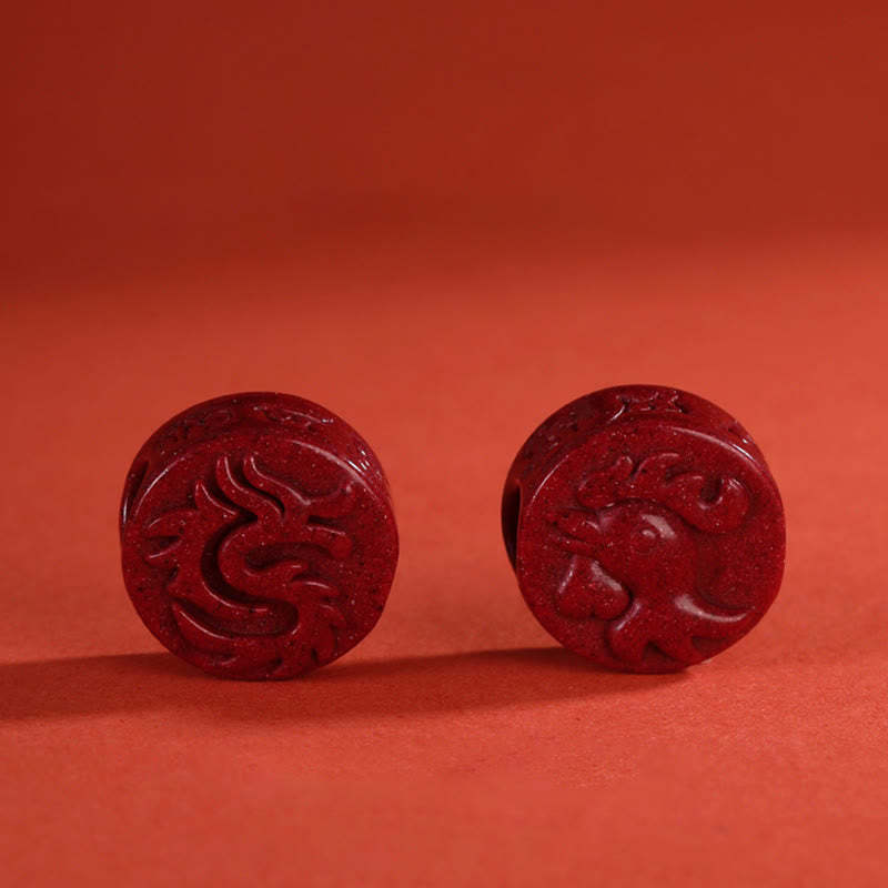 Year of the Dragon 925 Sterling Silver Chinese Zodiac Cinnabar Auspicious Matches Blessing Bracelet