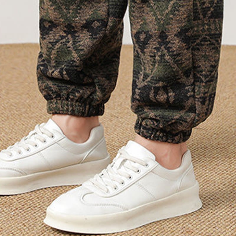 Ethnic Jacquard Knitting Drawstring Men's Pants With Pockets