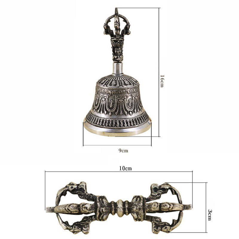 Tibetan Meditation Bell and Vajra Dorje Copper Decoration Set