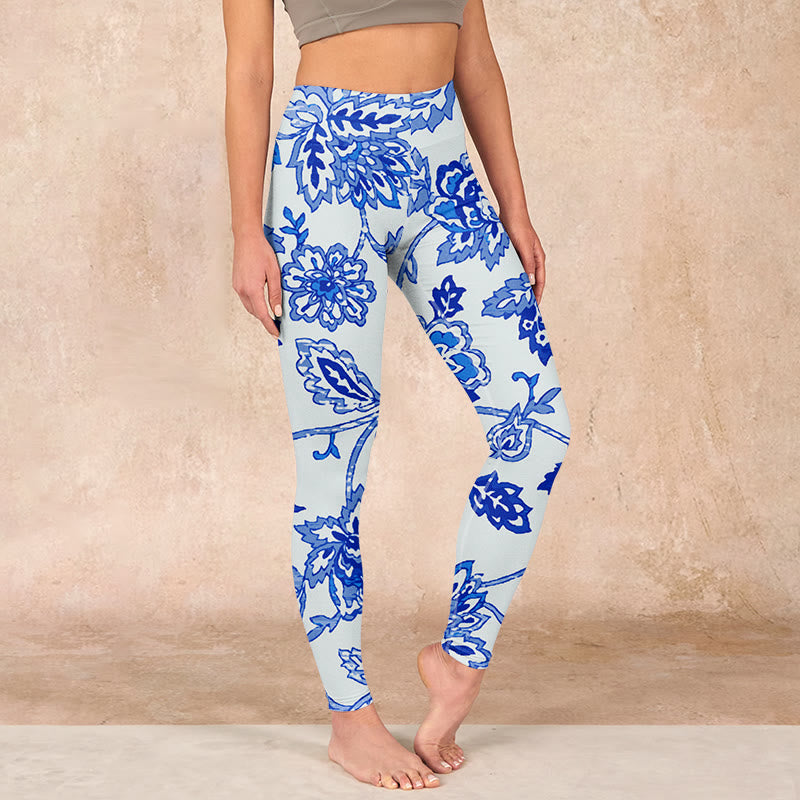 Flowers Print Gym Leggings Women's Yoga Pants