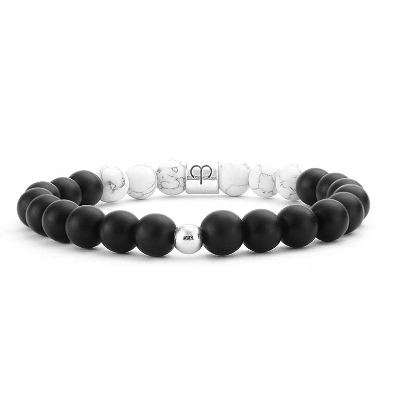 12 Constellations of the Zodiac Natural Frosted Stone White Turquoise Bead Fortune Bracelet