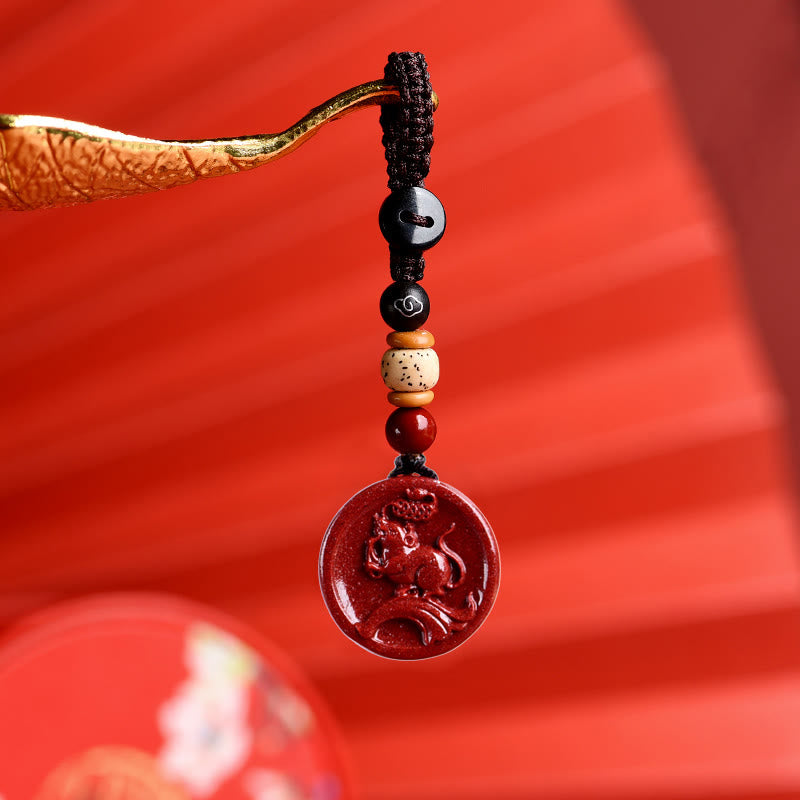 Chinese Zodiac Cinnabar Calm Phone Hanging Decoration Key Chain Necklace Pendant