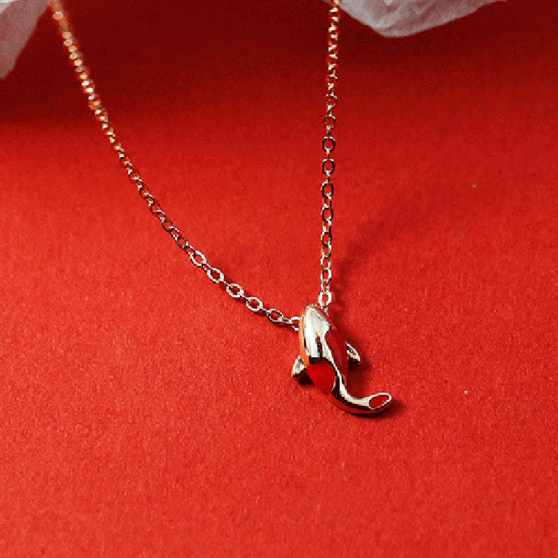 Copper Koi Fish Wealth Necklace Pendant Red Rope Bracelet Earrings Set