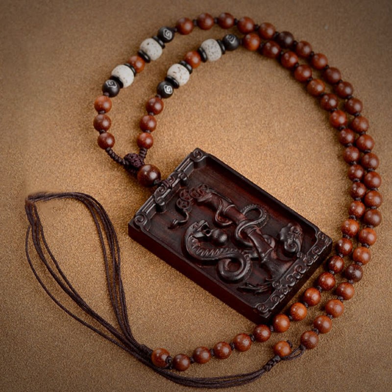 Chinese Zodiac Small Leaf Red Sandalwood Calm Necklace Pendant