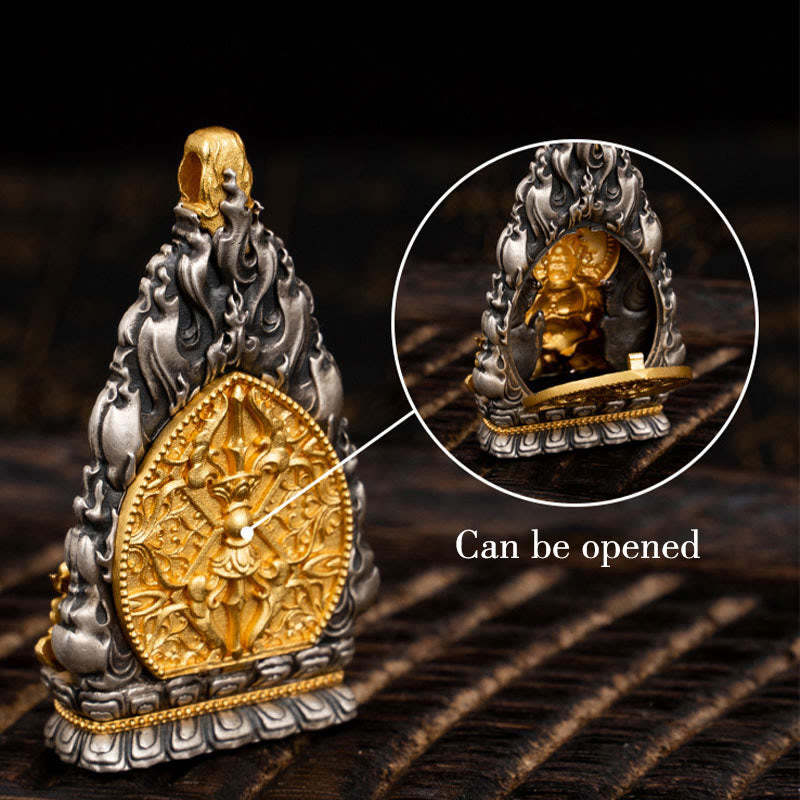 925 Sterling Silver Tibet Yellow Jambhala God of Wealth Blessing Necklace Pendant
