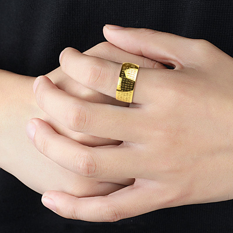 FengShui Buddhism Ancient Heart Sutra Lucky Ring