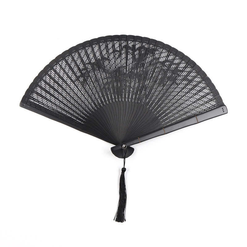 Retro Bamboo Hollow Engraving Handheld Bamboo Folding Fan