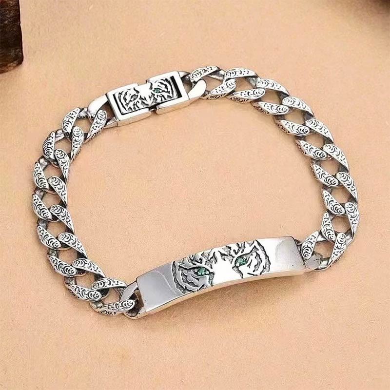Tiger Tang Dynasty Flower Design Copper Luck Chain Bracelet