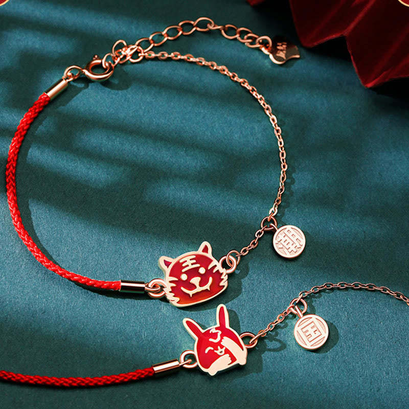 925 Sterling Silver Color-changing Chinese Zodiac Luck Protection Red String Chain Bracelet