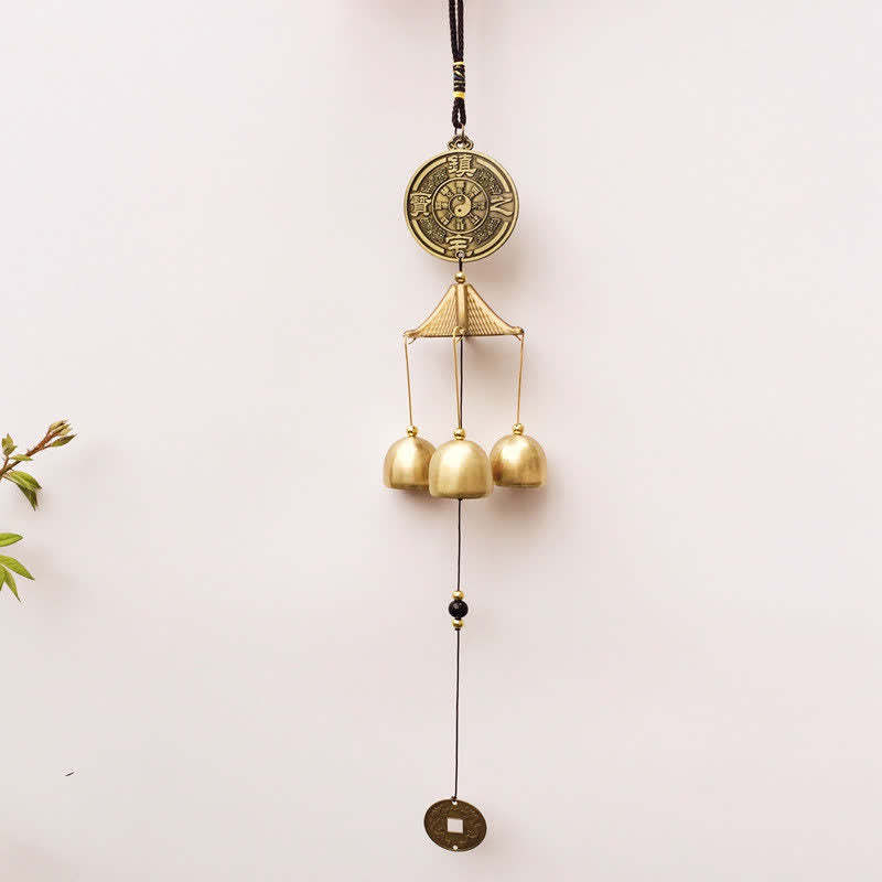 Blessing Letter Elephant Bagua Auspicious Coin Wall Hanging Chime Bell Handmade Home Decoration